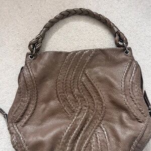 Chic Braided Leather Shoulder Bag in Brown